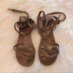 AKiS Size 8 SELEN  Brown Turkish Lace Up Sandals